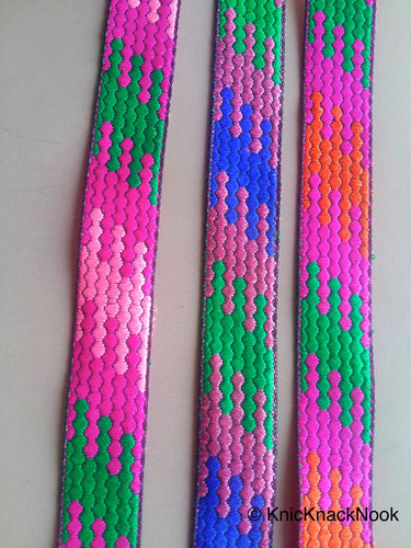 Fuchsia, Pink And Green Trim, Embroidered Trim